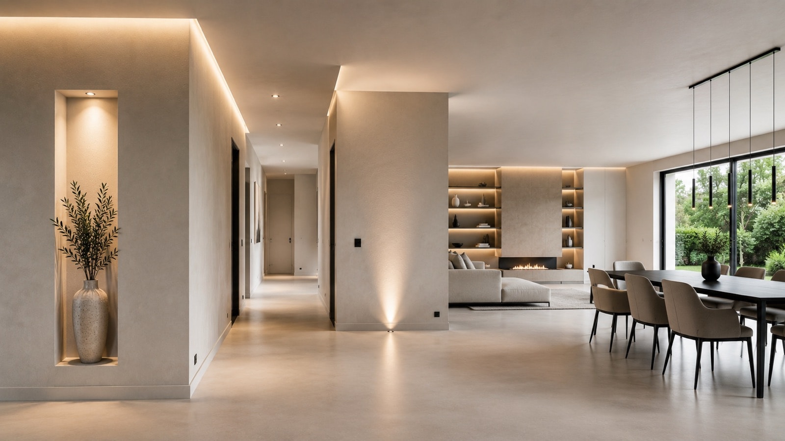 Intérieur terminé après des travaux de plâtrerie et de peinture